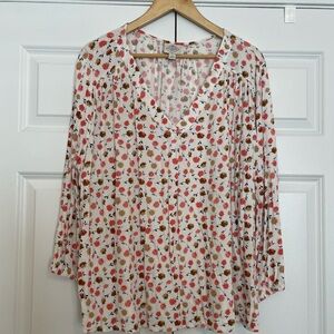 St John’s Bay 100% Rayon Floral Fall 3/4 Length Blouse - Size 3X - Plus Size